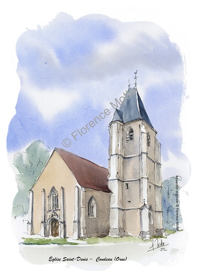Condeau aquarelle église Orne