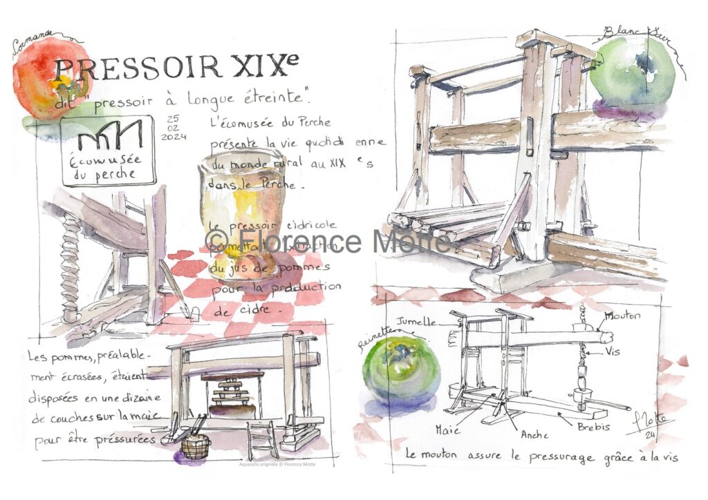 Un vieux pressoir croquis Orne