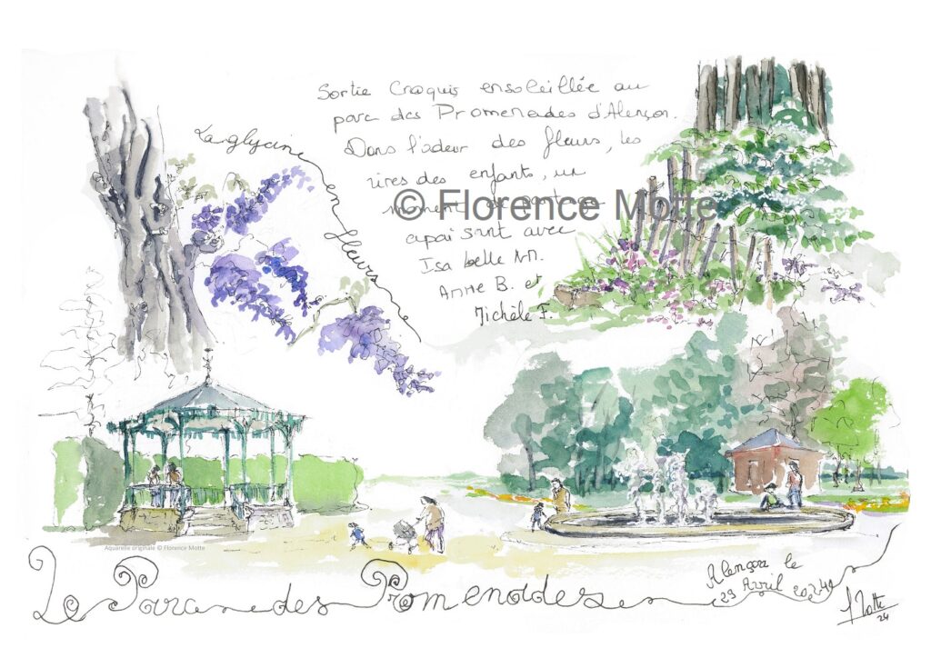Parc des Promenades à Alençon croquis Orne