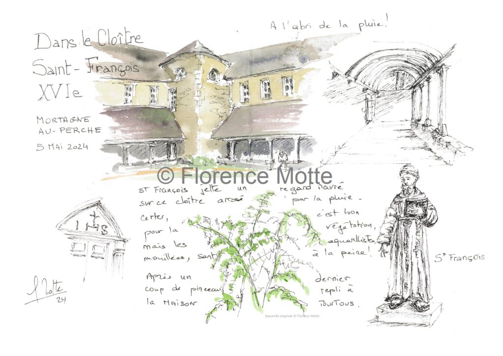 Le cloitre St François Hôpital Mortagne croquis Orne