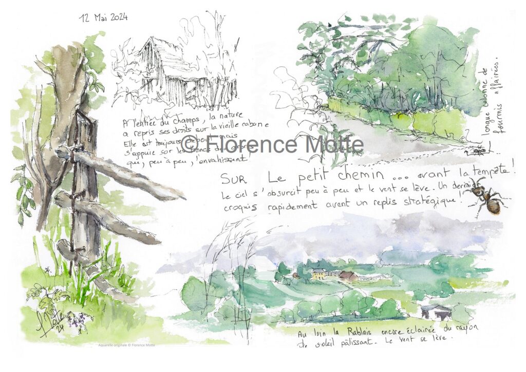 Promenade sur le chemin croquis Orne