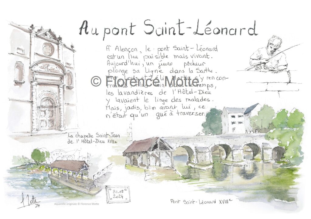 Pont St Léonard Alençon croquis Orne