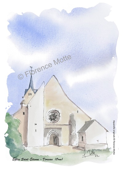 Dorceau aquarelle église Orne