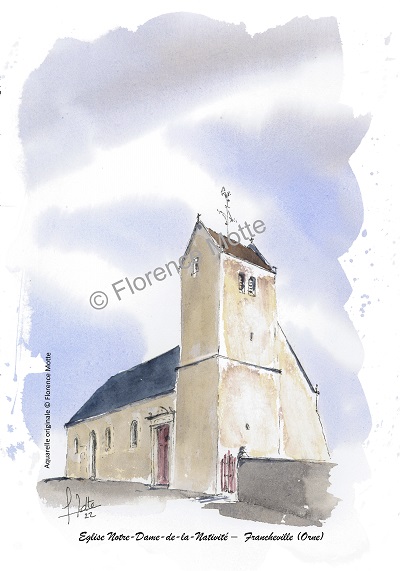 Francheville aquarelle église de l'Orne
