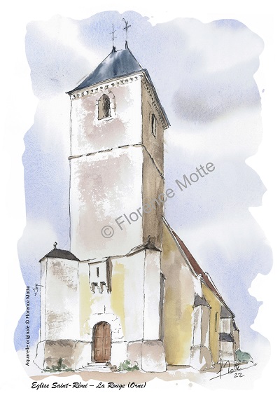 La Rouge aquarelle église de l'Orne