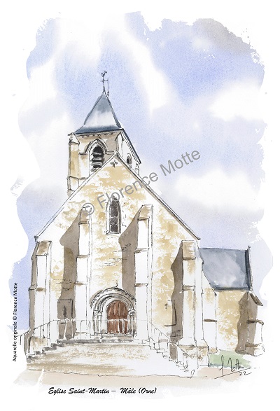 Male aquarelle église de l'Orne