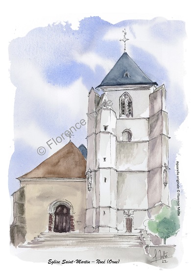 Nocé aquarelle église Orne