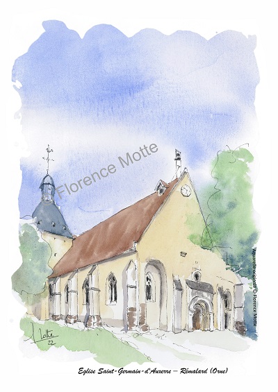Rémalard aquarelle église Orne