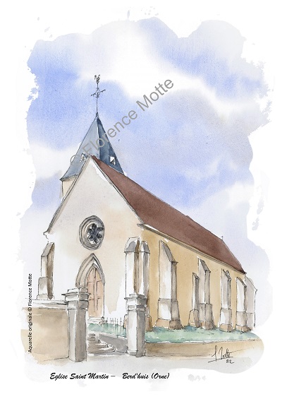 Berd'huis aquarelle église Orne
