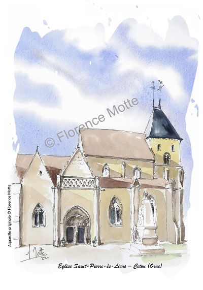 Ceton aquarelle église de l'Orne