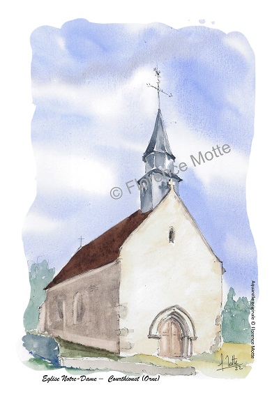 Courthioust aquarelle église Orne