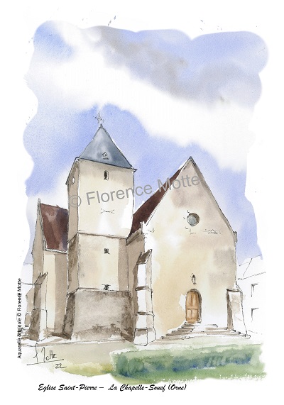 La Chapelle-Souef aquarelle église de l'Orne