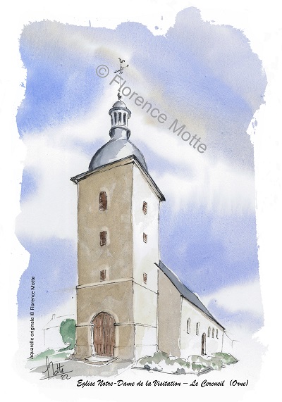 Le Cercueil aquarelle église Orne