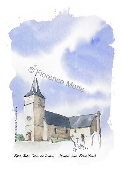 Neauphe-sous-Essai aquarelle église Orne