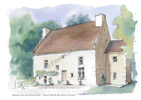 aquarelle d'une maison XVIe sur commande