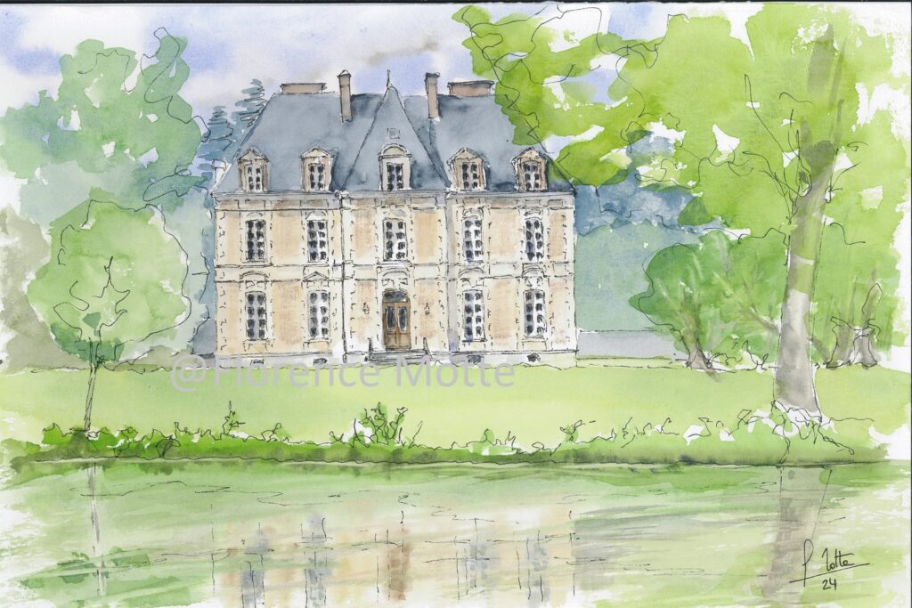 aquarelle d'une maison XVIIIe sur commande