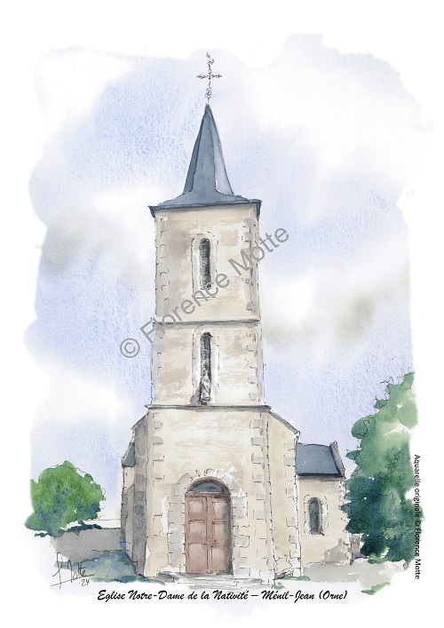 Ménil Jean aquarelle église Orne