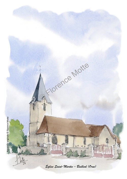 bailleul aquarelle église Orne