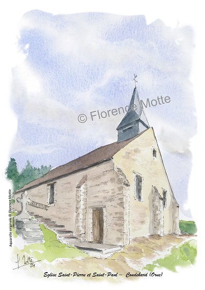 coudehard aquarelle église Orne