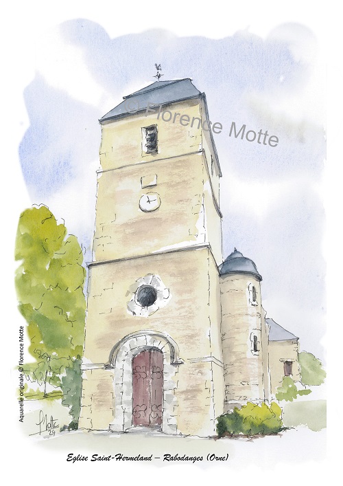 rabodanges aquarelle église Orne