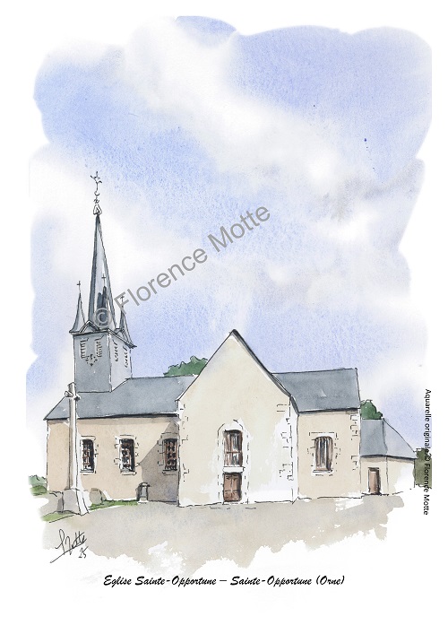 Sainte opportune contour et titre et filigrane réduit